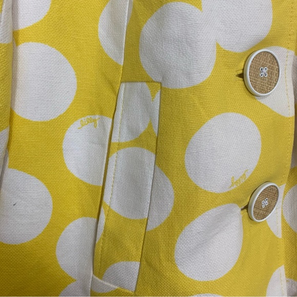 Lilly Pulitzer Blazer Jacket Circles Polka Dots White Yellow Button Size 6 - Picture 6 of 16